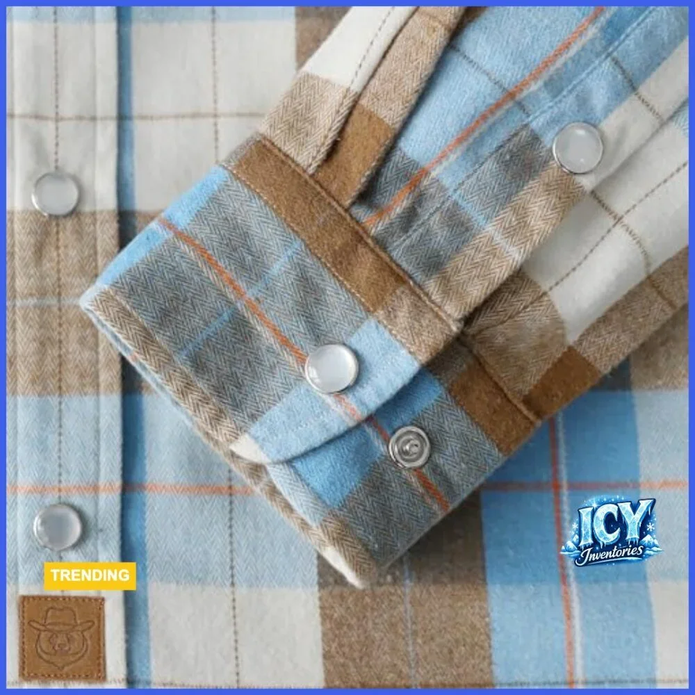 Men's Flannel Pearl Snap Western Shirt Long Sleeve Button Down